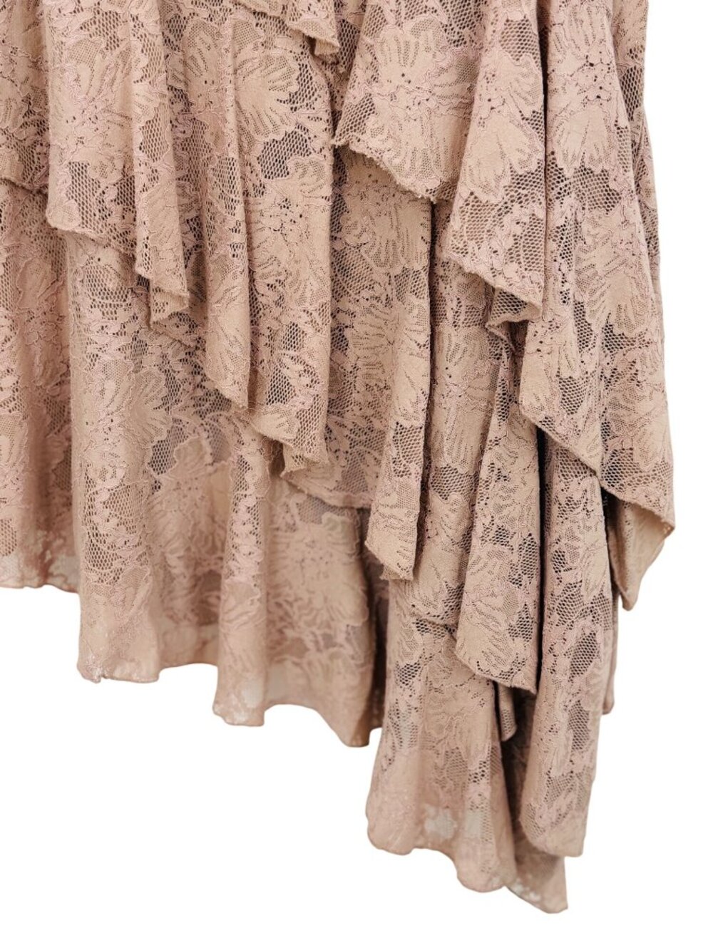 NWT Free People Asymmetrical Tiered Ruffle Hem Pink Lace Dress S | Coquette Boho - Picture 9 of 16